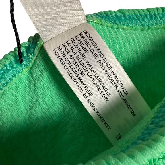 Bond Eye Rico Green One Shoulder Cut Out One Piece Crinkle Swimsuit One Size - Picture 7 of 9